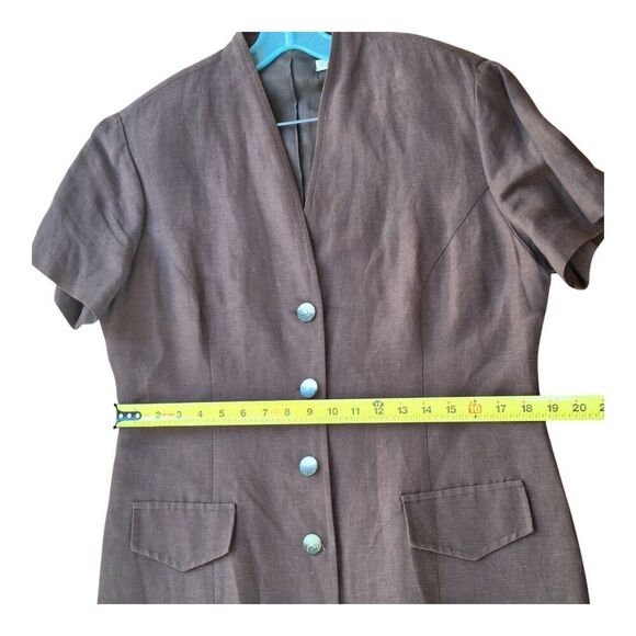 Vintage Savannah Maxi Linen Dress Button Up Lined 90s Mocha Brown size 10 - Picture 14 of 16